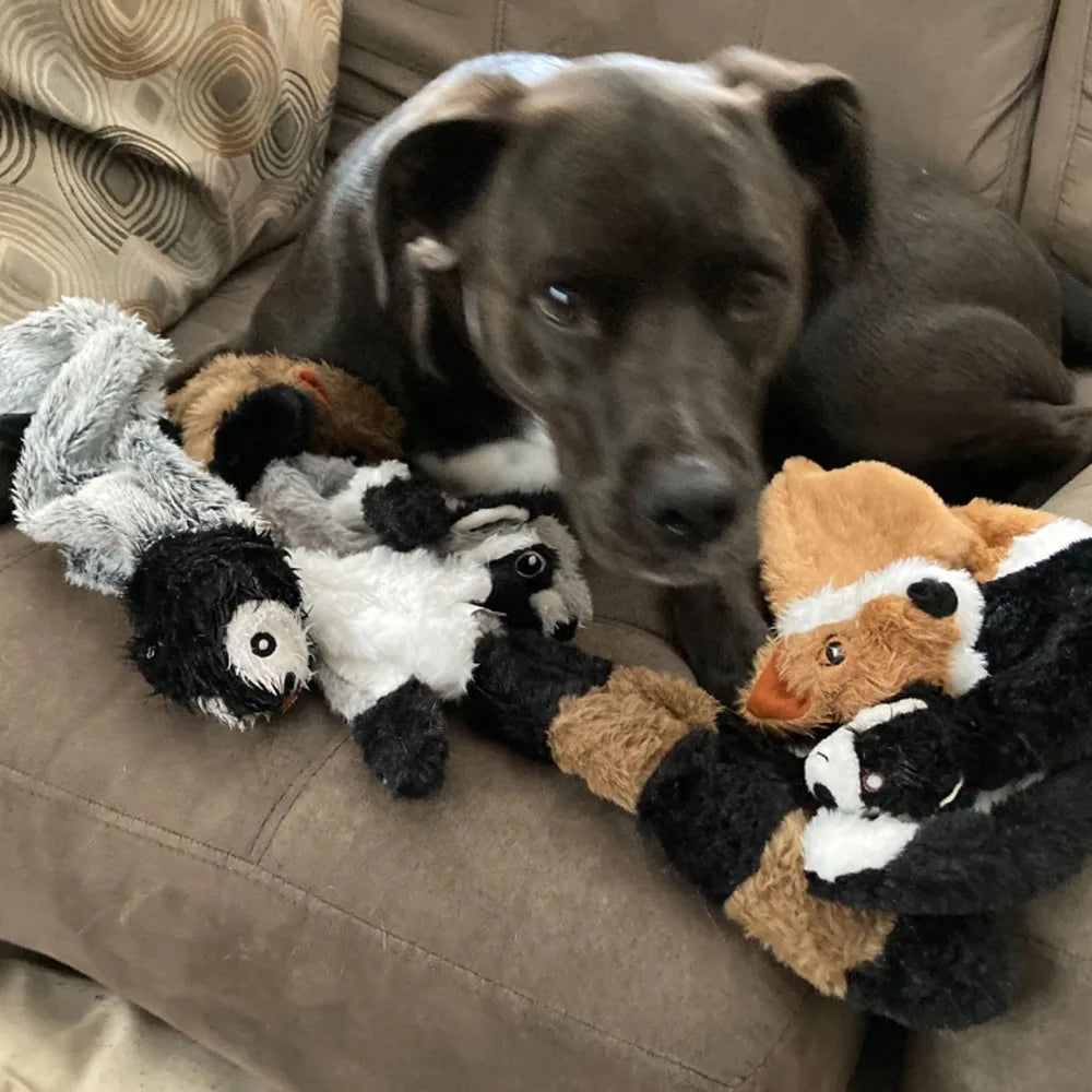Stuffingless Plush Dog Toy – Durable Squeaky & Crinkle Chew Toy for Dogs (Simulated Animal Design)