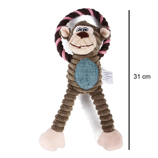 Dog Plush Squeaky Animal Toys – Bite-Resistant Chew Toys for Interactive Play & Dental Health (Lion, Elephant, Monkey)