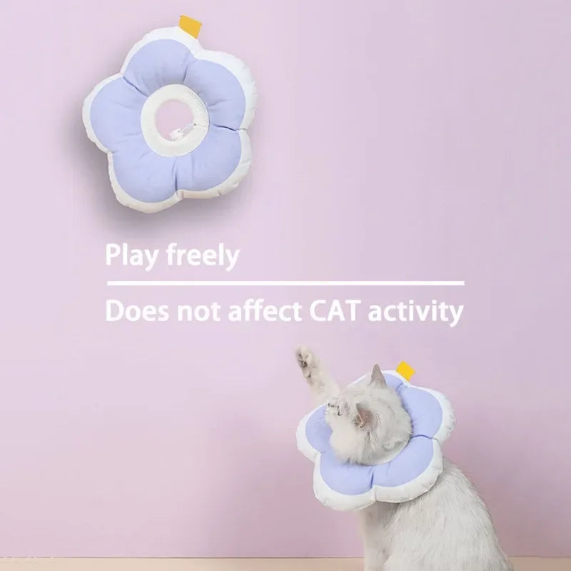 1Pc Soft Cotton Cat Recovery Cone – Adjustable E-Collar for Cats & Small Dogs