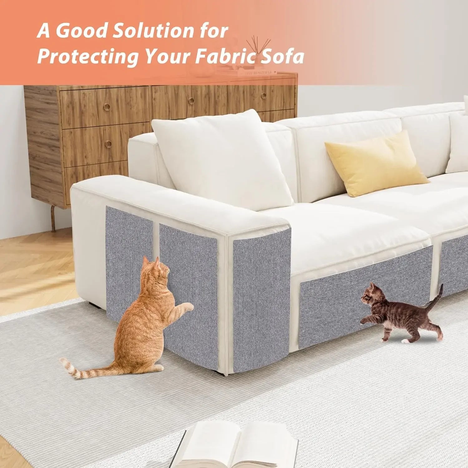 CSelf-Adhesive Cat Scratching Mat – Trimmable Furniture Protector for Sofa & Carpet Surfaces