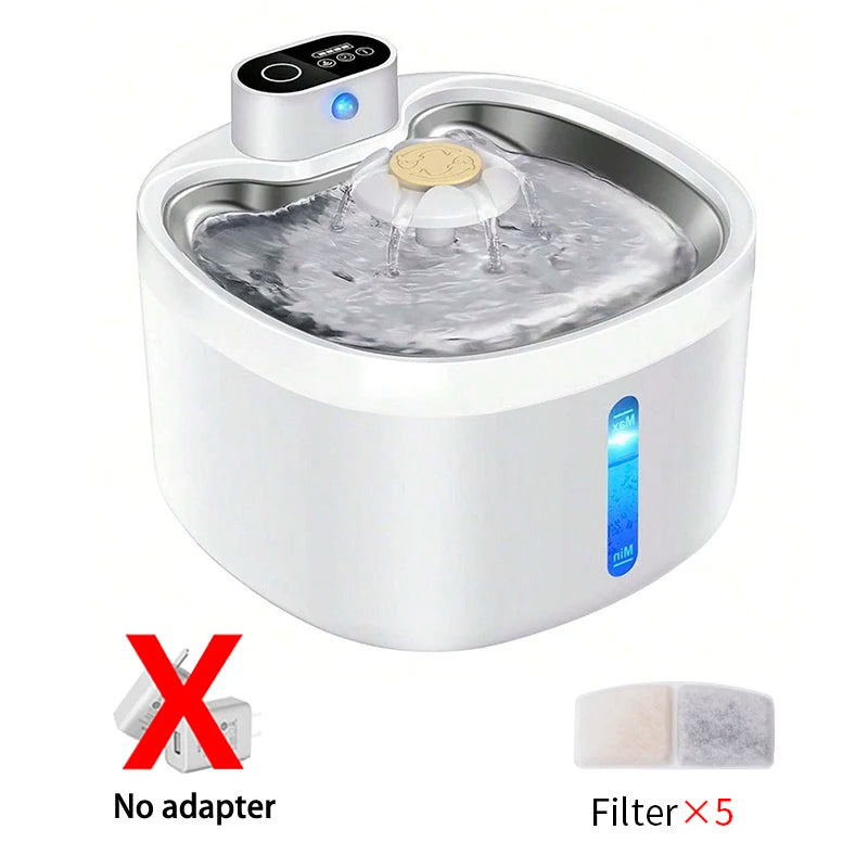 Wireless Charging Pet Water Fountain 2.6L – Smart Automatic Cat & Dog Drinking Dispenser with Filter