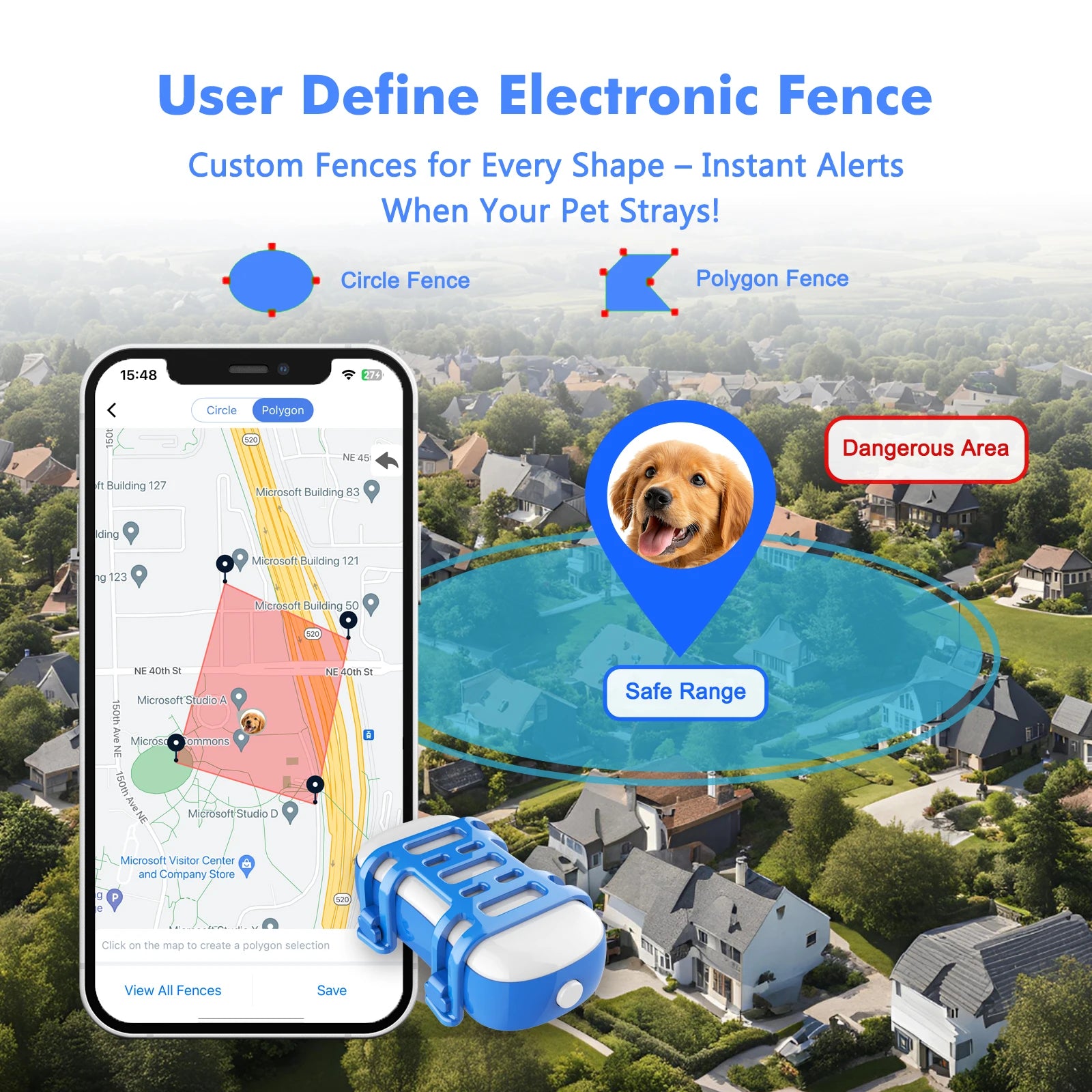 4G GPS Tracker for Dogs & Cats – Waterproof Smart Pet Locator with App, Live Tracking, Light & Sound Alerts (Subscription Required)