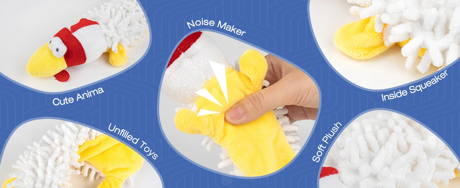 Plush Dog Toy with Squeaker – Soft Chew Toy for Interactive Play