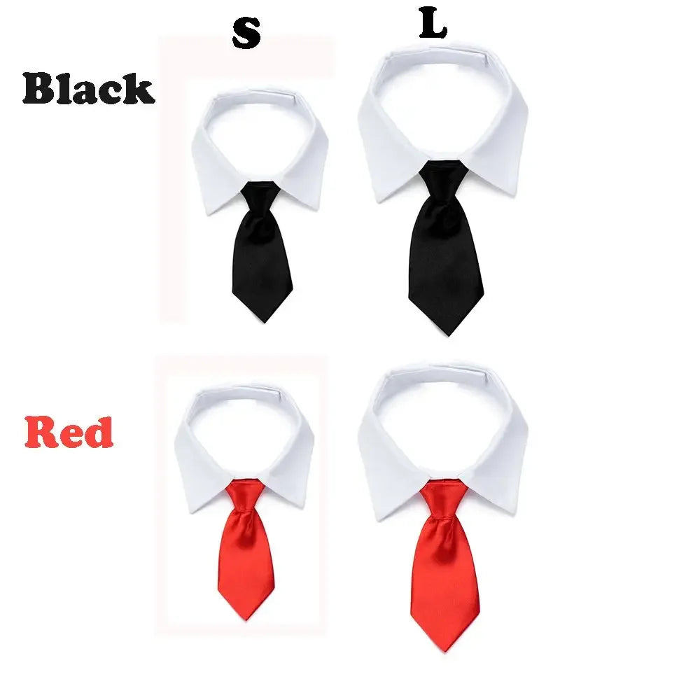 Formal Pet Tuxedo Necktie – Black & Red Bow Tie Collar for Dogs and Cats