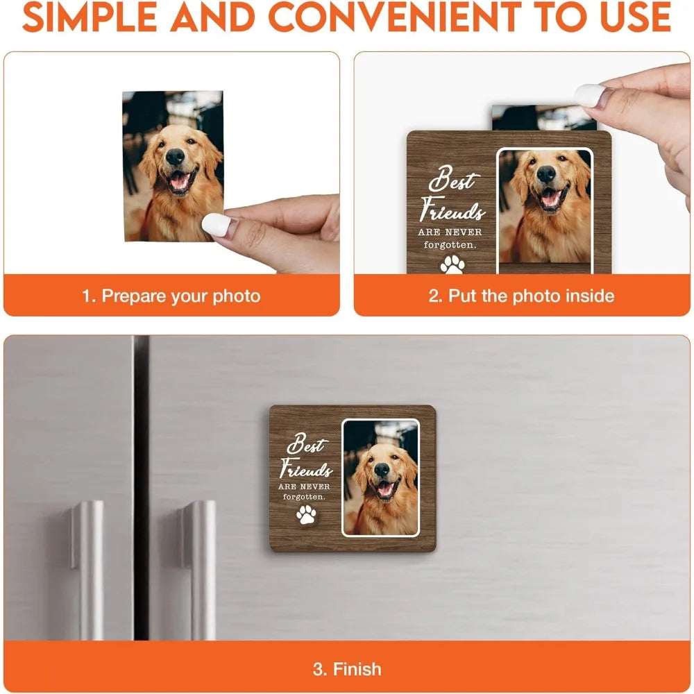 Magnetic Pet Memorial Picture Frame – "Best Friends Are Never Forgotten" Sympathy Gift for Dog & Cat Loss