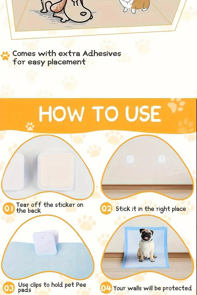 3-Pack Wall-Mounted Dog Pee Pad Clips – Stickable Holders for Training Pads