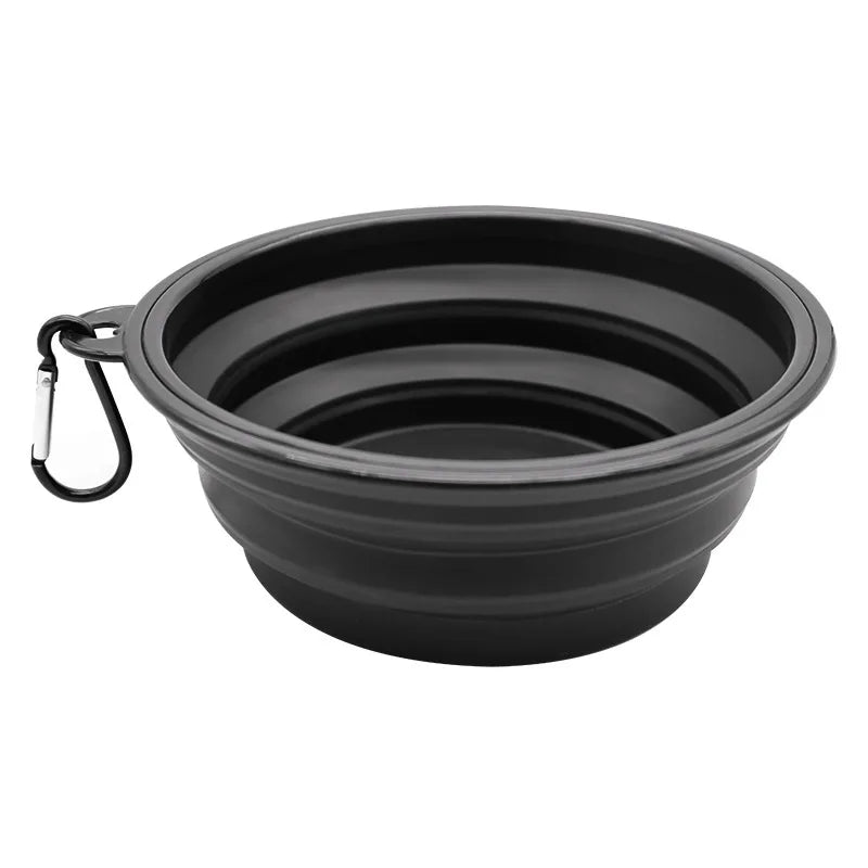 2-in-1 Folding Silicone Dog Feeder Bowl & Water Bottle – Portable Travel Pet Food & Water Dispenser with Carabiner
