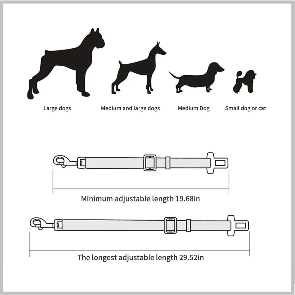 Dog Car Seat Belt – Adjustable Safety Harness Clip for Dogs & Cats