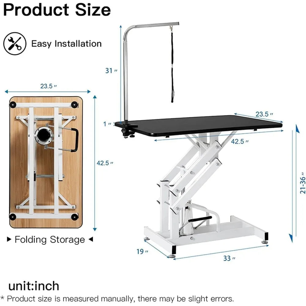 Hydraulic Dog Grooming Table – Heavy Duty Adjustable Table for Large Dogs (330 lbs Capacity)