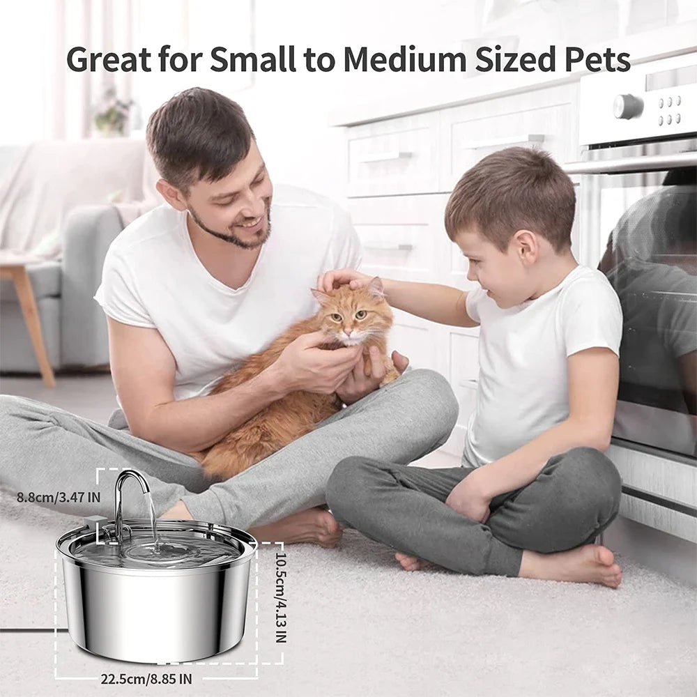 Stainless Steel Automatic Pet Water Fountain – USB Quiet Cat & Dog Drinking Bowl with Filter