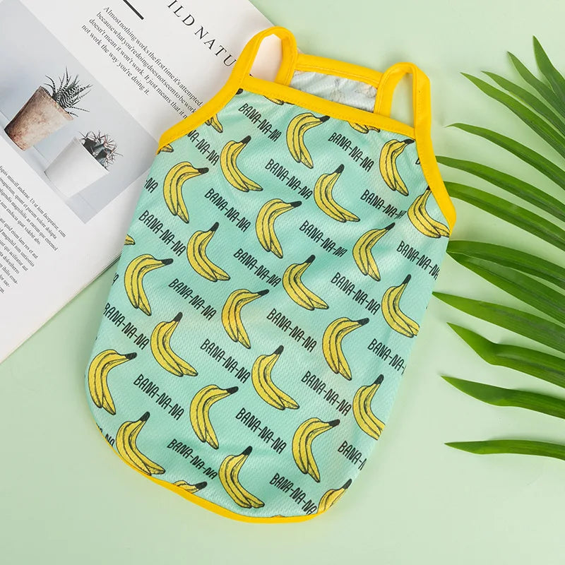 Ultra-Thin Summer Cooling Vest for Dogs & Cats – Breathable Fruit Print Pet T-Shirt (XS–XXL)