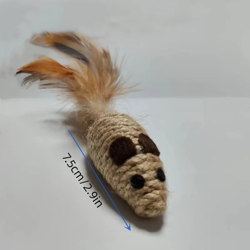 Sisal Mouse Cat Toy – Bite-Resistant Plush Mice for Interactive Play (1 or 4 Pack)