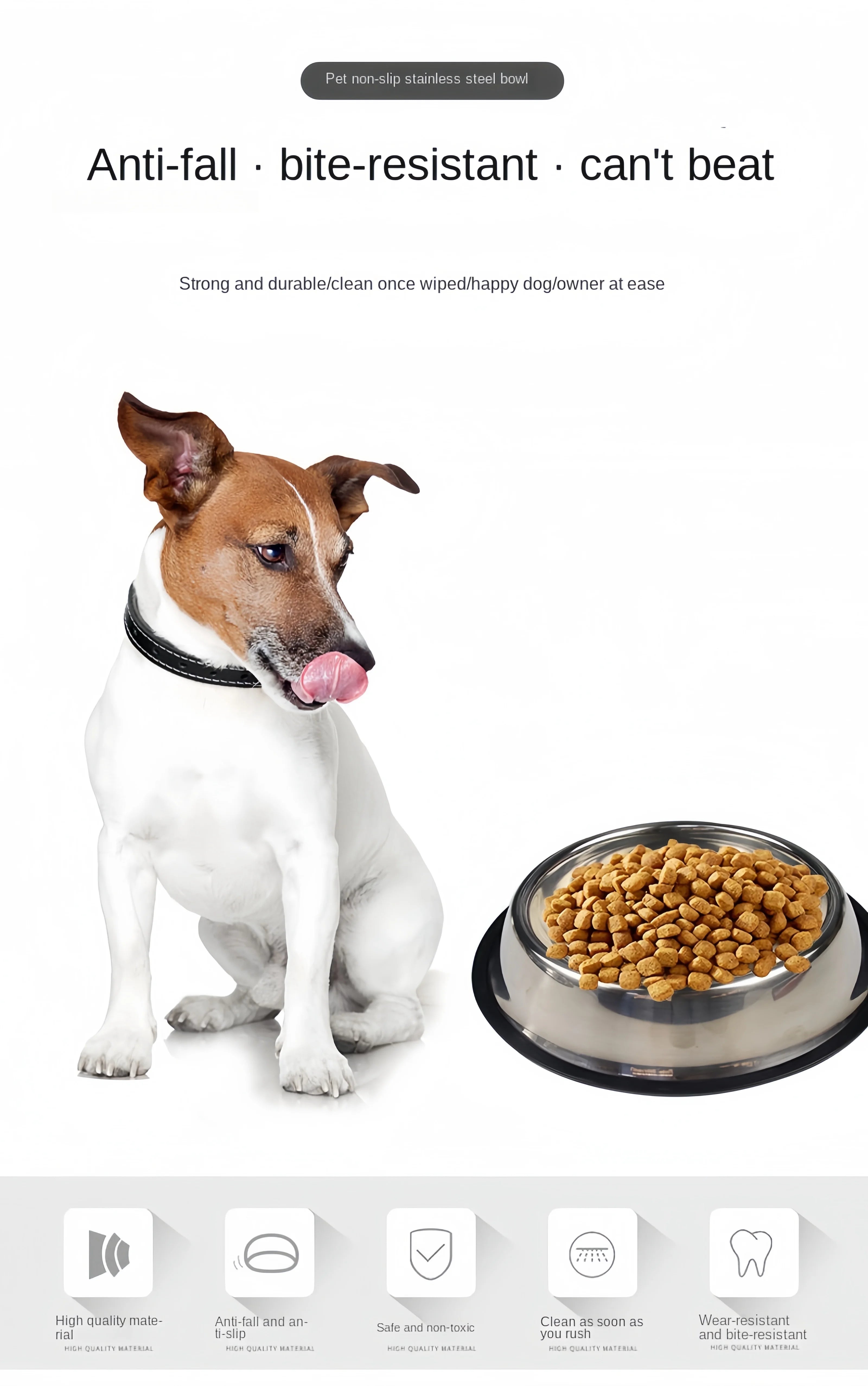 Stainless Steel Pet Bowl – Durable Feeding & Water Dish for Dogs & Cats (6 Sizes)