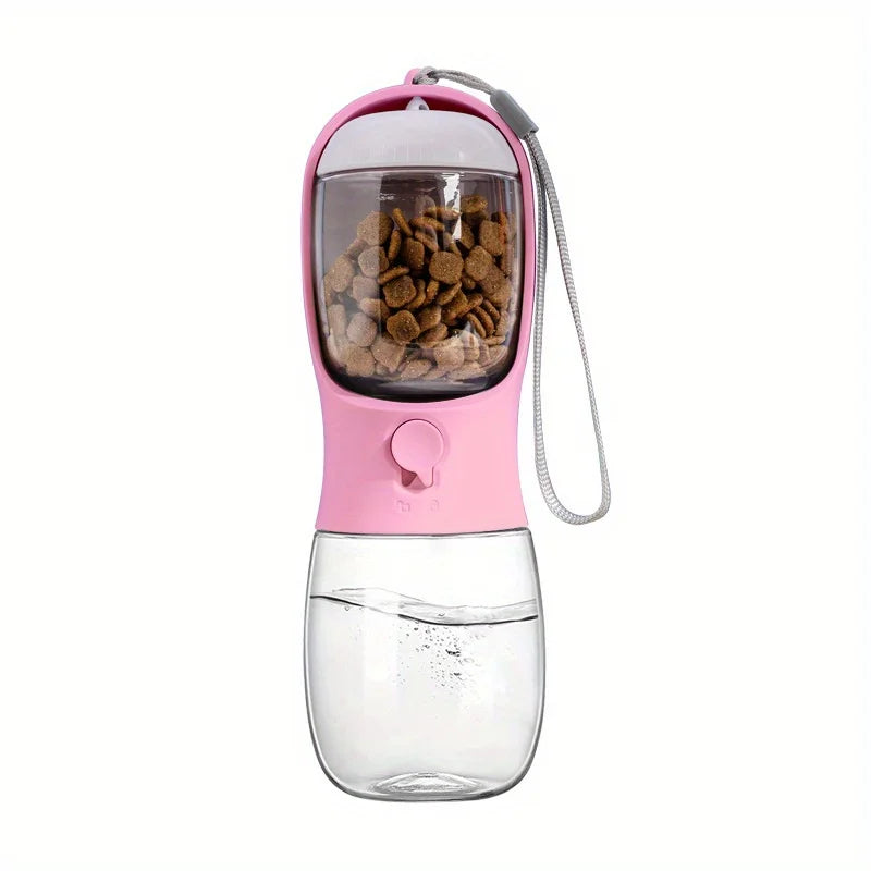 Portable Pet Water Bottle with Food Container – Leakproof Outdoor Dispenser for Dogs & Cats