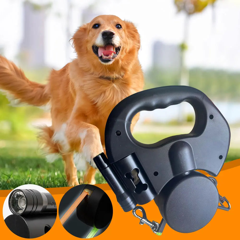 Double Headed Dog Leash – 360° Swivel Dual Pet Walking Leash with LED Light
