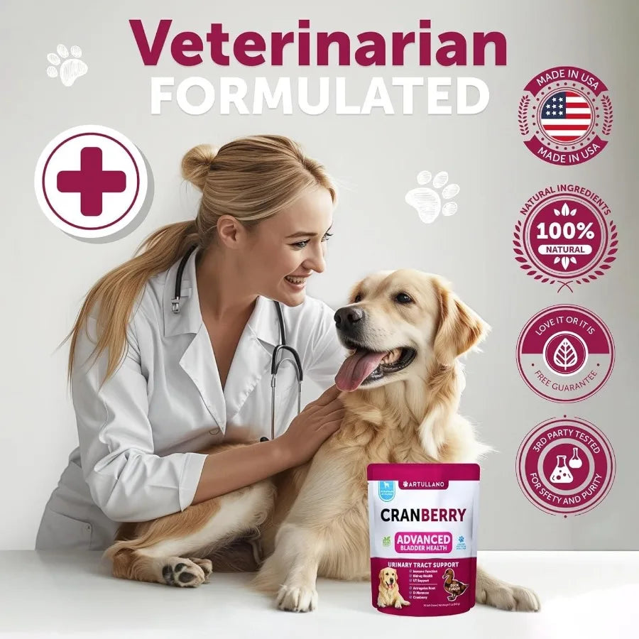 Dog UTI & Bladder Support Supplement – Cranberry Formula for Urinary Health & Incontinence Relief