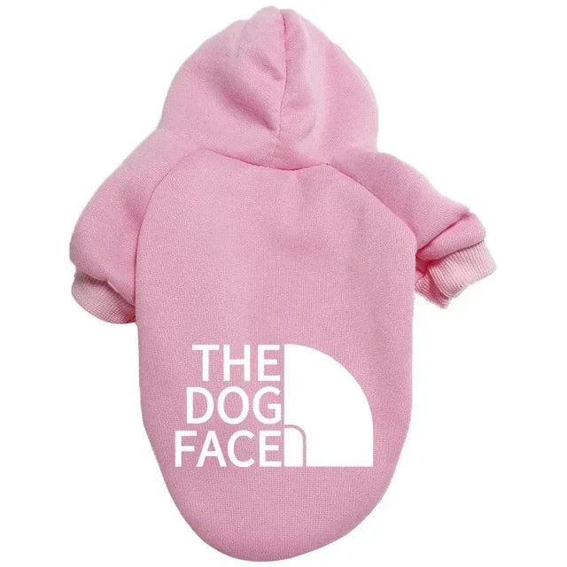 Pet Dog Hoodie – Autumn/Winter Sweatshirt for Large Dogs with “Dog Face” Text Pattern