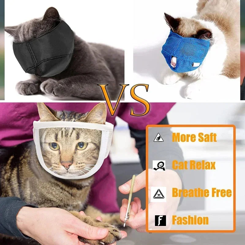 Clear Breathable Cat Muzzle – Grooming & Bathing Aid for Cats and Small Dogs