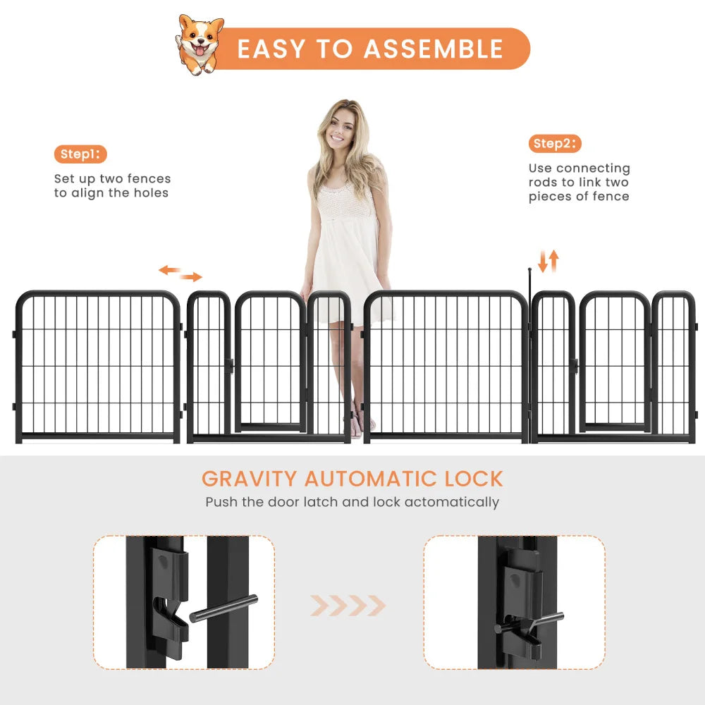 12-Panel Outdoor Dog Playpen – 24" Portable Pet Fence for Small Dogs, Puppies, Rabbits & Small Animals