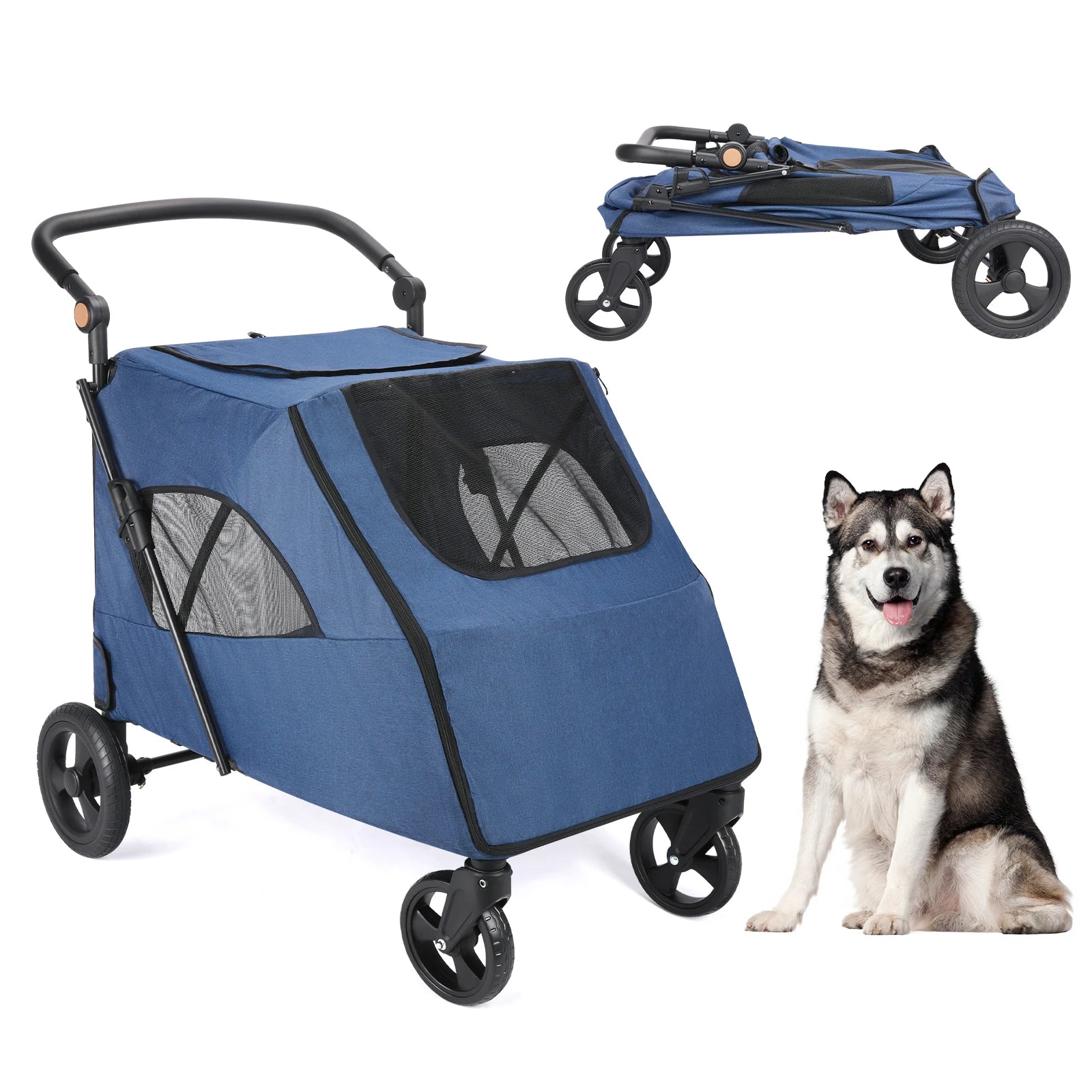 Wedyvko 4-Wheel Pet Stroller – Medium & Large Dog/Cat Jogger Travel Stroller for Outdoor Use