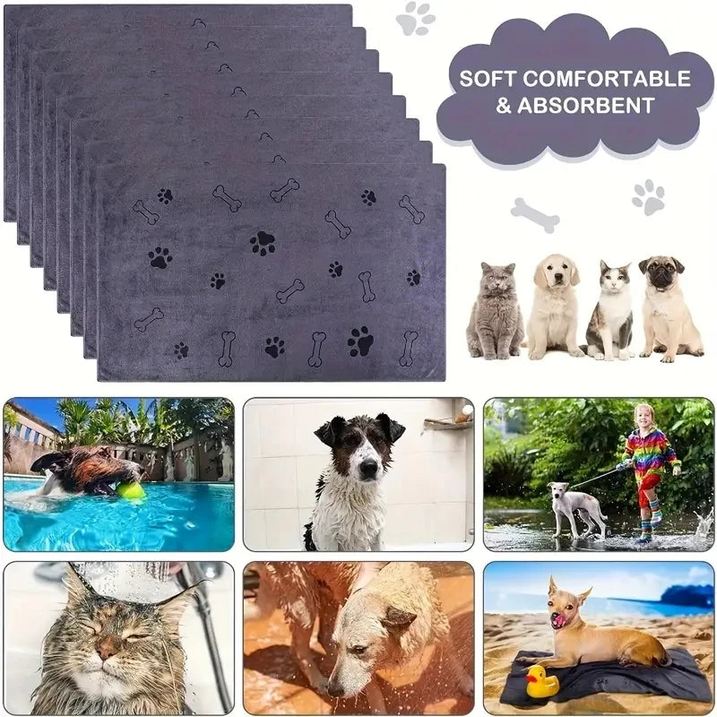 2pcs Soft Microfiber Dog Towels – Quick-Dry & Absorbent Pet Bath and Grooming Towels