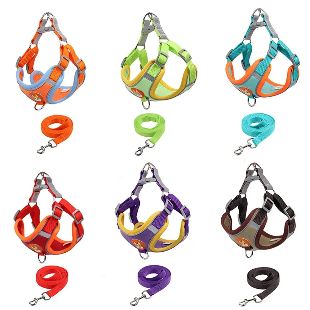 No Pull Dog Harness and Leash Set – Adjustable Reflective Puppy & Cat Vest for Small Dogs, Chihuahuas
