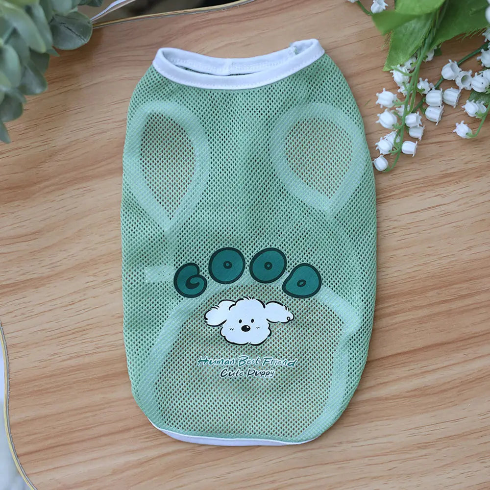 Spring & Summer Mesh Pet Vest – Lightweight Cartoon Print Vest for Cats and Dogs (Medium & Large Breeds)