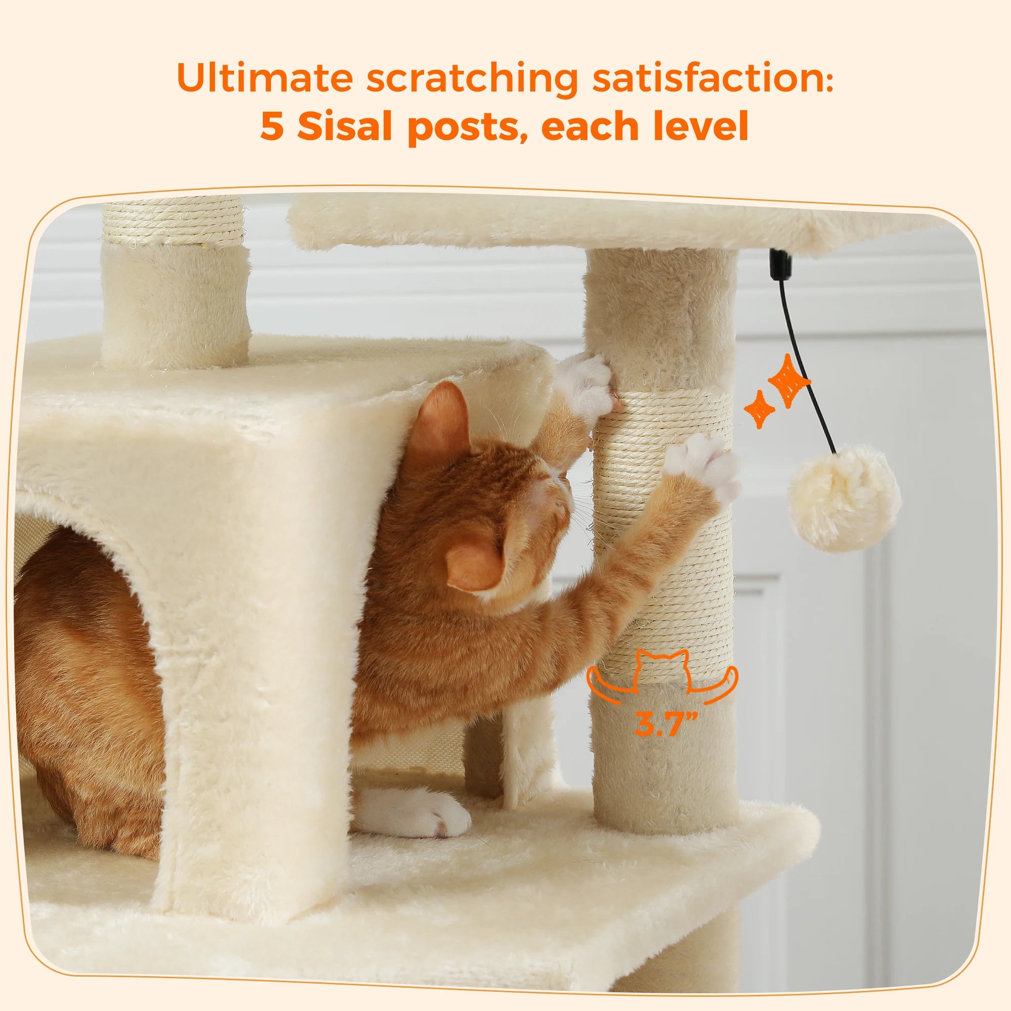 6-Level Multi-Cat Tree Tower with Dual Condos, Double Top Perches, Hammock & 5 Scratching Posts