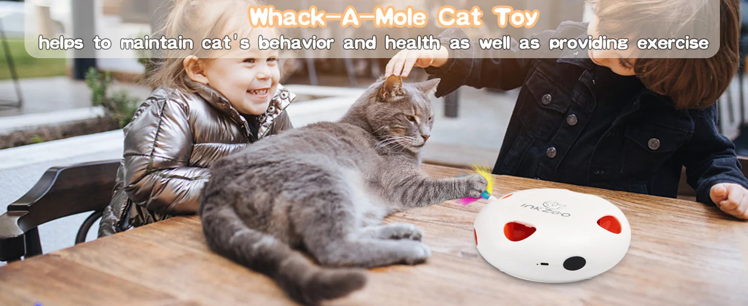INKZOO Interactive Cat Toy – Smart Whack-A-Mole Kitten Toy with 7 Holes, Automatic Mouse Game for Indoor Cats