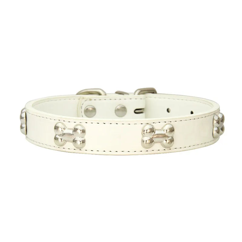 Bone Design Leather Pet Collar – Durable & Stylish Collar for Small and Large Dogs or Cats