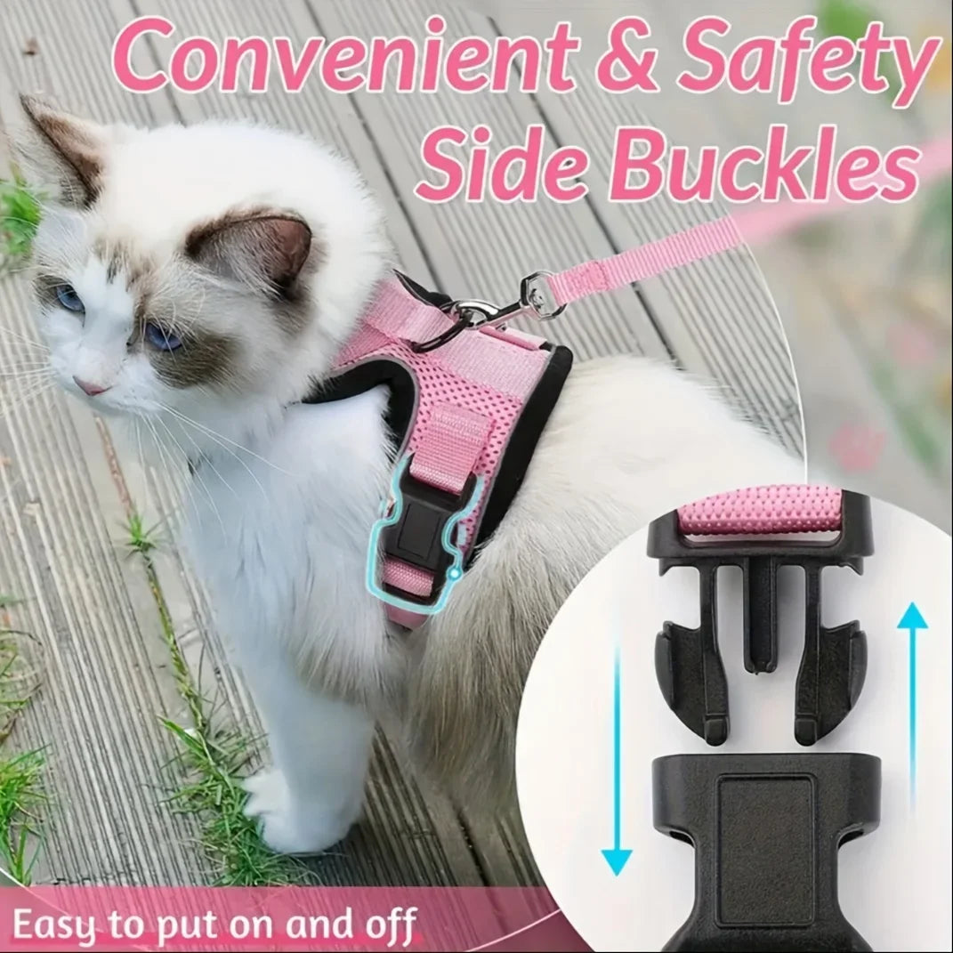 Adjustable Non-Slip Cat Leash and Vest – Pet Chest Harness for Secure Walking