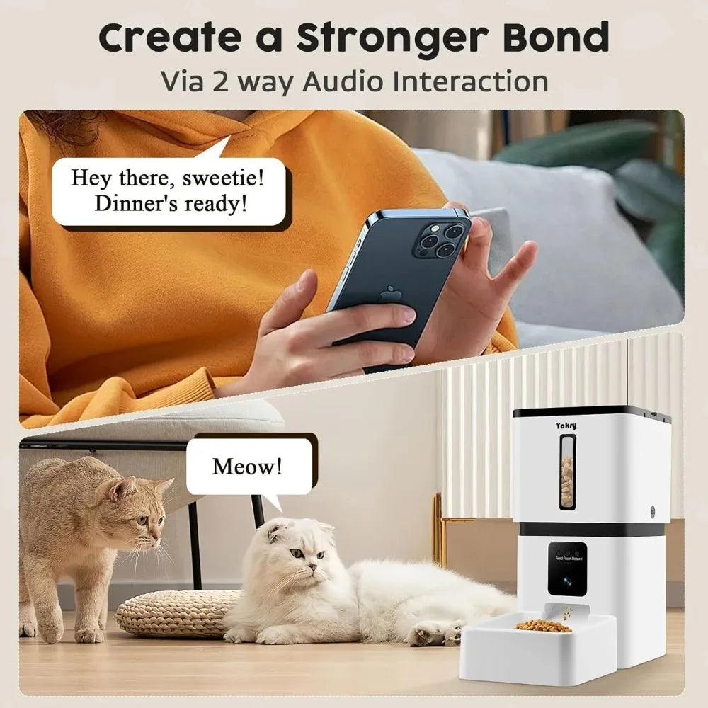 Automatic Dog & Cat Feeder with Camera – 5G WiFi Smart App Control, HD 1080P Video Recording, Timed Pet Food Dispenser