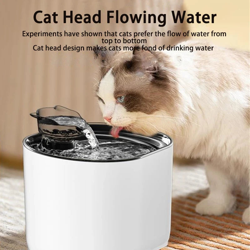 Cat Water Fountain – USB Quiet Pump, Automatic Recirculating Pet Water Dispenser for Cats & Small Dogs with Filter