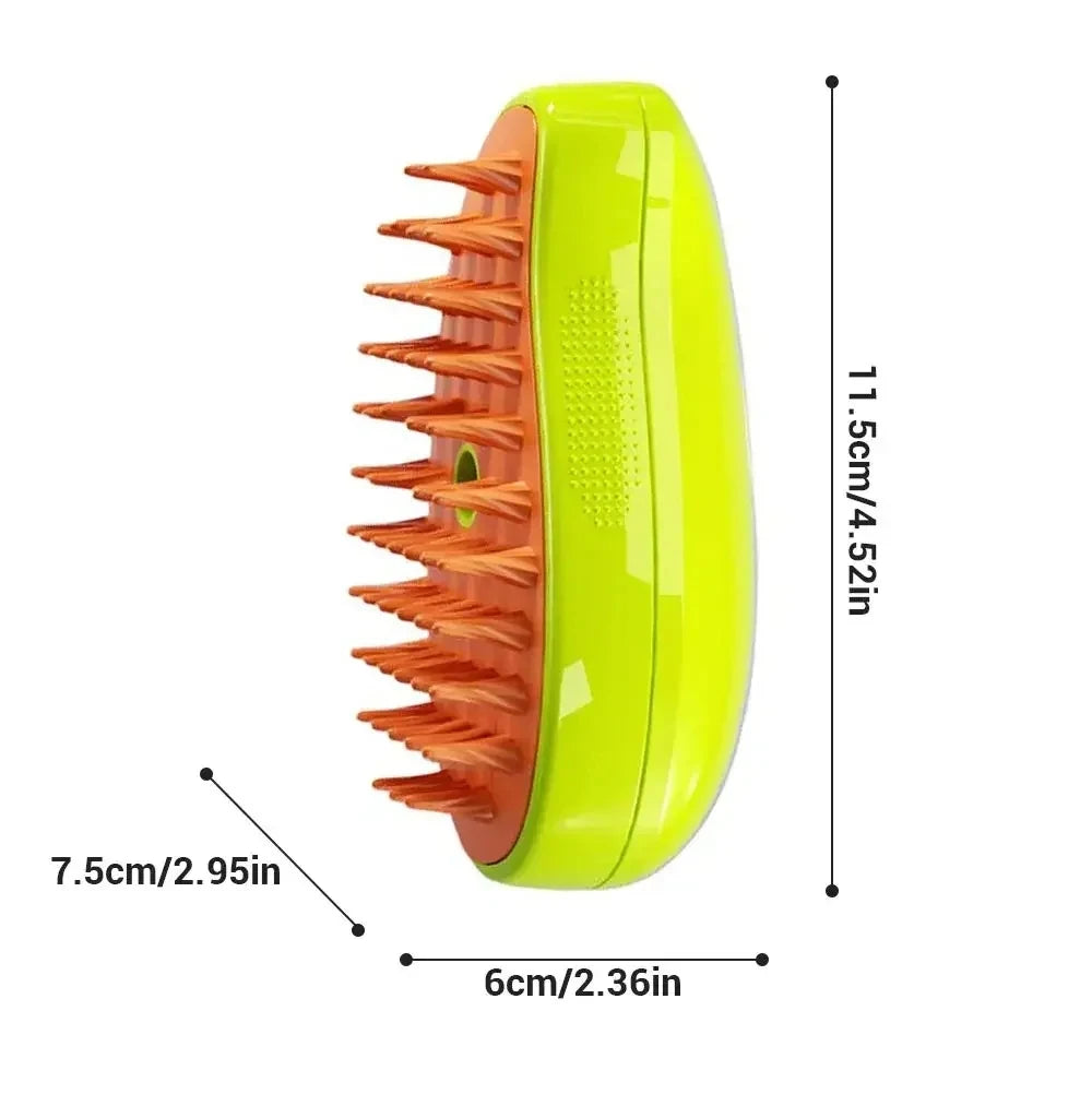 3-in-1 Pet Steam Brush – Electric Grooming Comb with Spray & Massage for Cats and Dogs