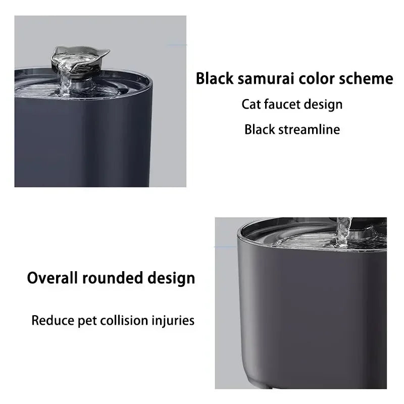 Quiet Cat Ear Design Pet Water Fountain – Automatic Recirculating Drinking Dispenser with USB Electric Pump & Filter