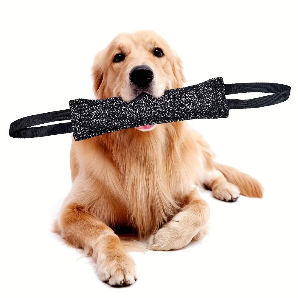 Dog Training Bite Stick – Double Handle Jute Tug Toy for Interactive Play & Bite Training