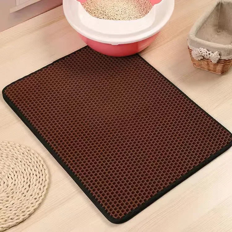 Double-Layer Waterproof Cat Litter Mat – Non-Slip, Washable Trap Pad with Bonus Gift
