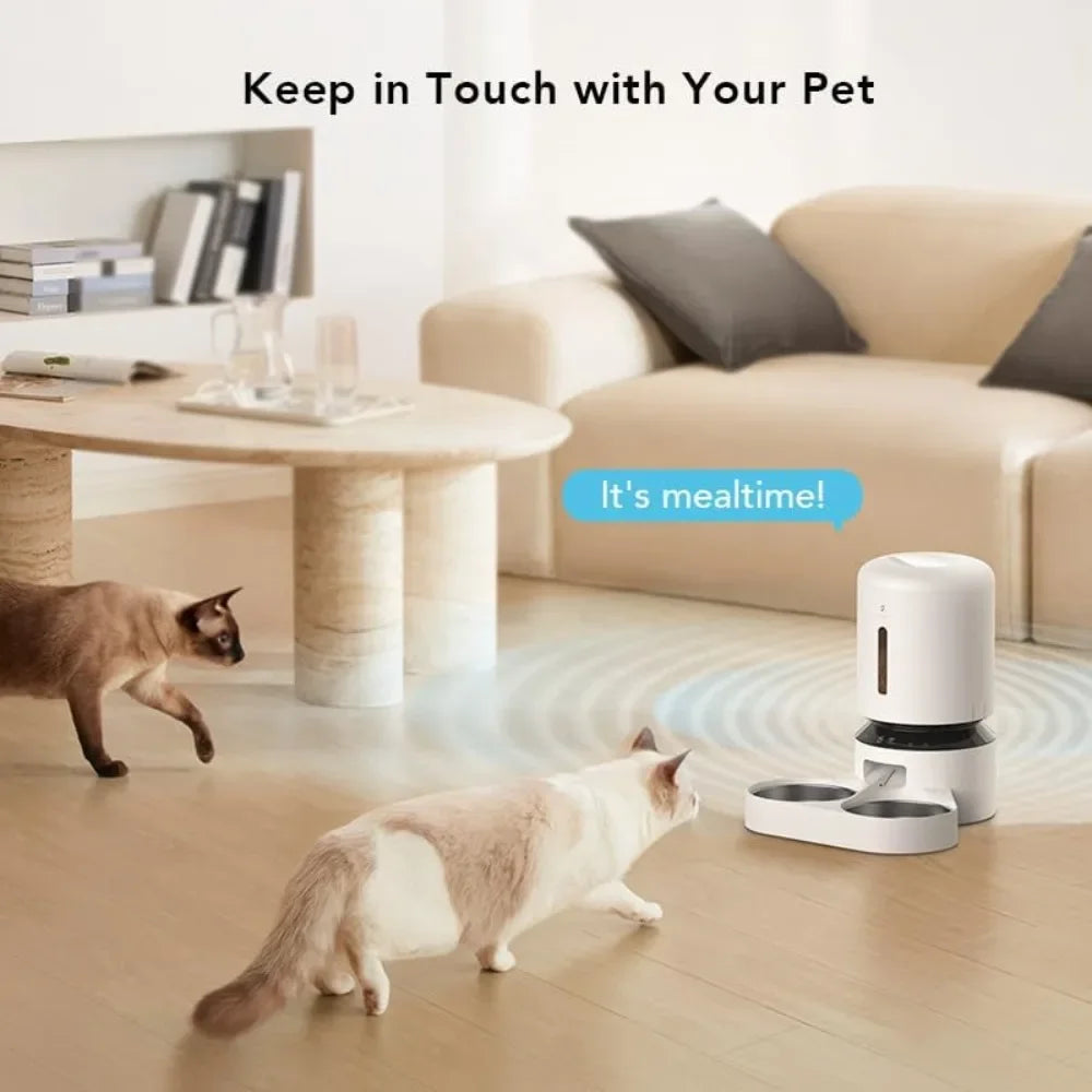 Automatic Cat Feeder – 5G WiFi Pet Feeder for Two Cats or Dogs with Remote Control & Low Food Sensor, 5L Capacity