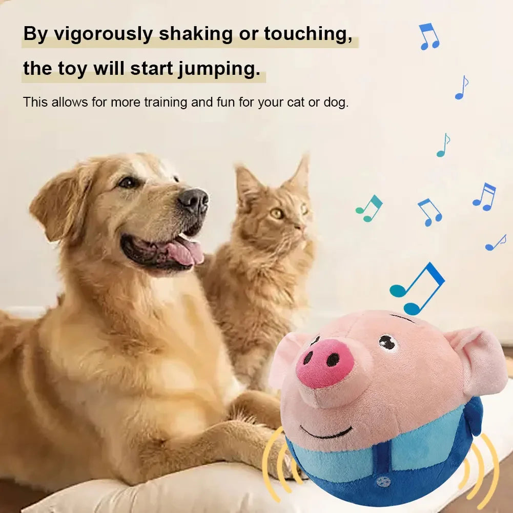 Electronic Interactive Dog Toy Ball – Bouncing, Music & Vibration Plush Chew Ball for Puppies