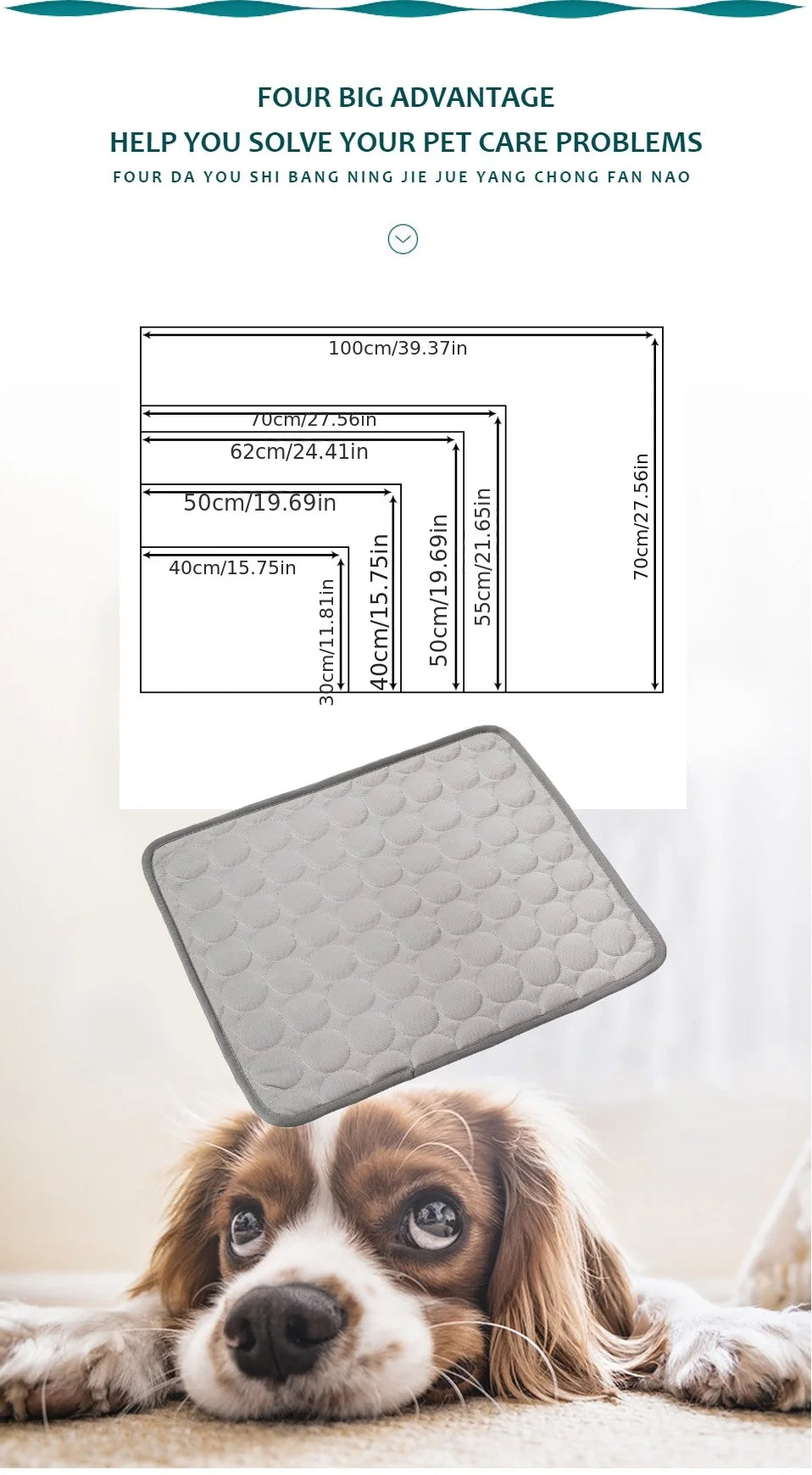 Dog Cooling Mat – Extra Large Summer Pet Cooling Pad for Dogs & Cats, Breathable and Durable Cold Gel Mat for Hot Weather