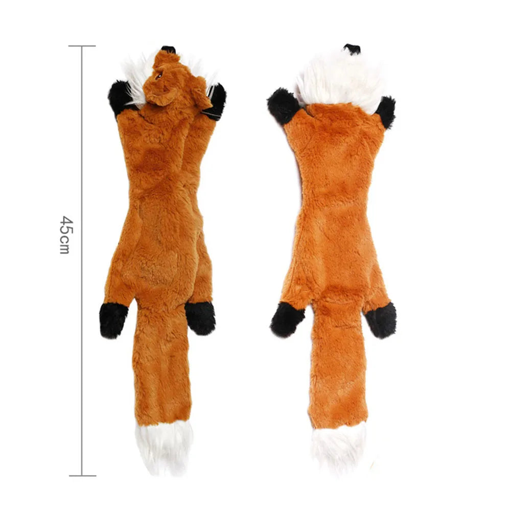 Stuffingless Plush Dog Toy – Durable Squeaky & Crinkle Chew Toy for Dogs (Simulated Animal Design)