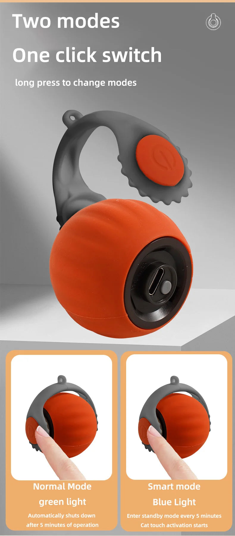 Rechargeable Automatic Cat Ball Toy – Smart Rolling Ball with Faux Tail for Interactive Play