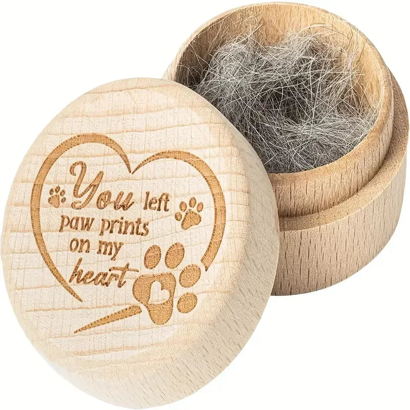 Wooden Pet Hair & Memory Keepsake Box – Durable Memorial Box for Dog & Cat Hair, Teeth & Ashes