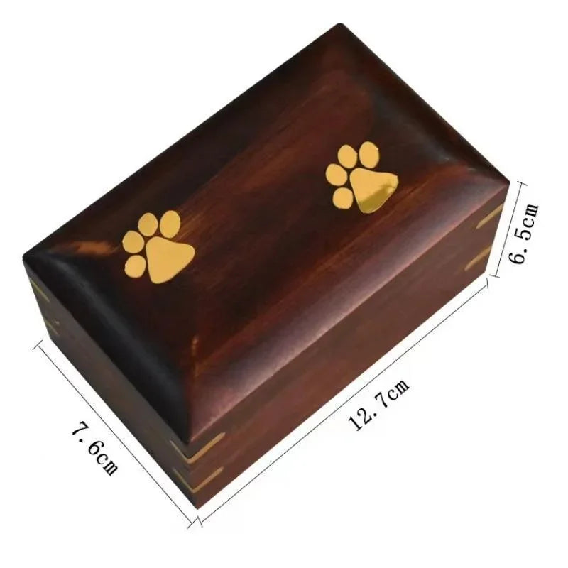 Footprint Memorial Wooden Pet Urn – Ashes Box for Cats & Small Dogs | Forever Home Cremation Keepsake