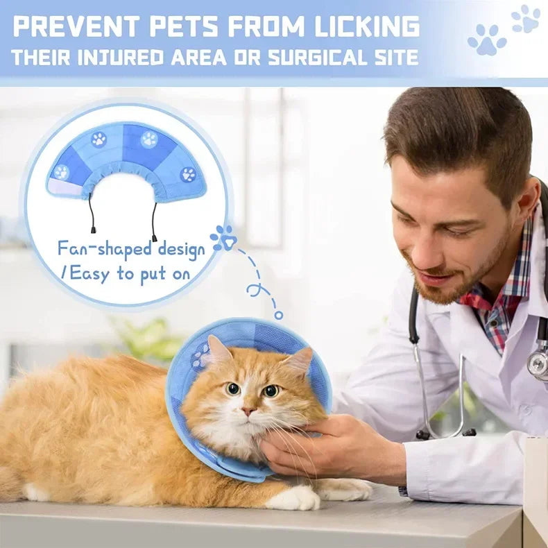 Adjustable Soft Cat Recovery Cone – Anti-Bite Protective Collar for Cats & Small Dogs