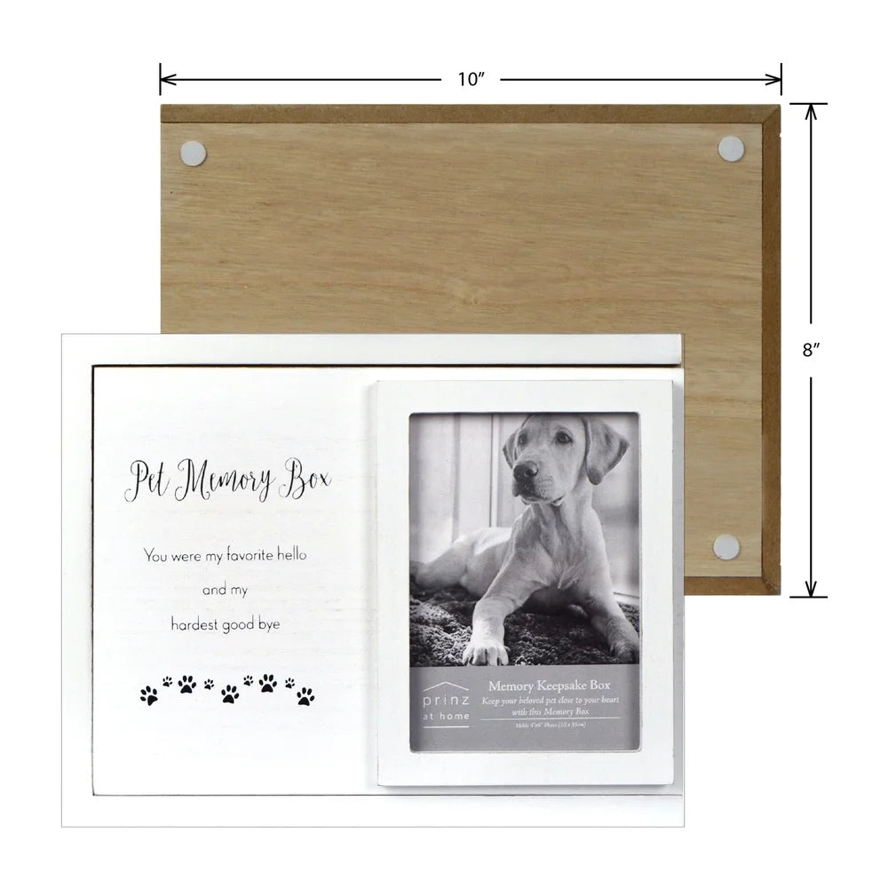 Pet Memorial Keepsake Box – Dog & Cat Memory Storage with Sliding Lid & Photo Display, Remembrance Gift