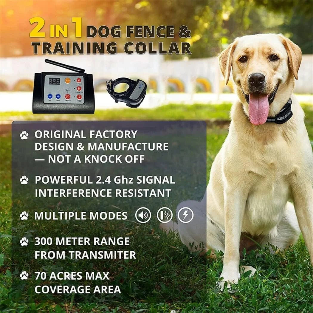 Wireless Dog Fence System with Shock Collars โ Adjustable Range Pet Containment for Up to 3 Dogs