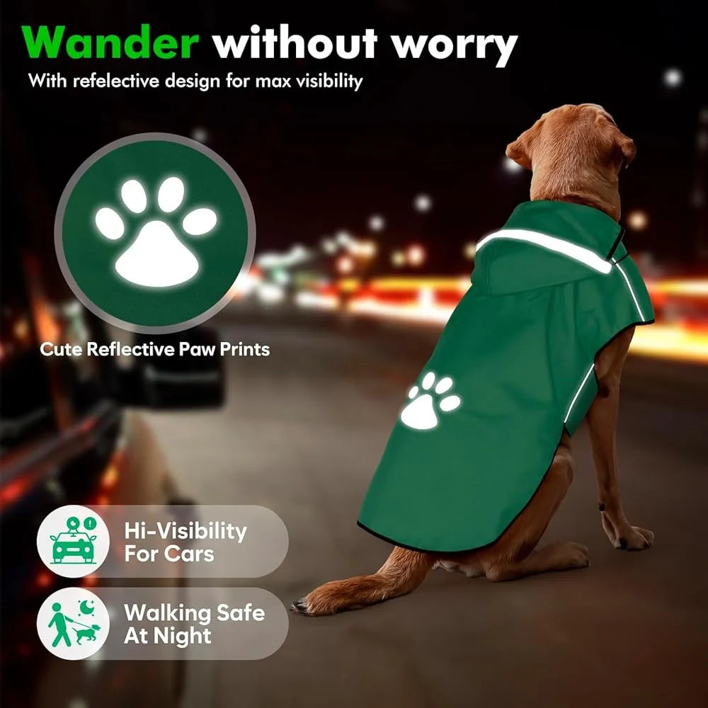Waterproof Dog Raincoat for Medium Dogs – Reflective, All-Season Lightweight Jacket with Adjustable Fit and Leash Access