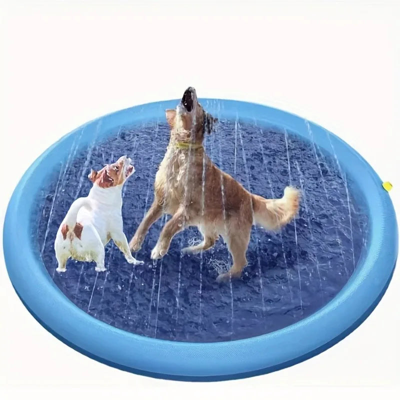 Heavy-Duty Outdoor Pet Bathing Basin with Spray Function – Non-Slip Dog Water Play Mat for Summer Cooling and Bathing