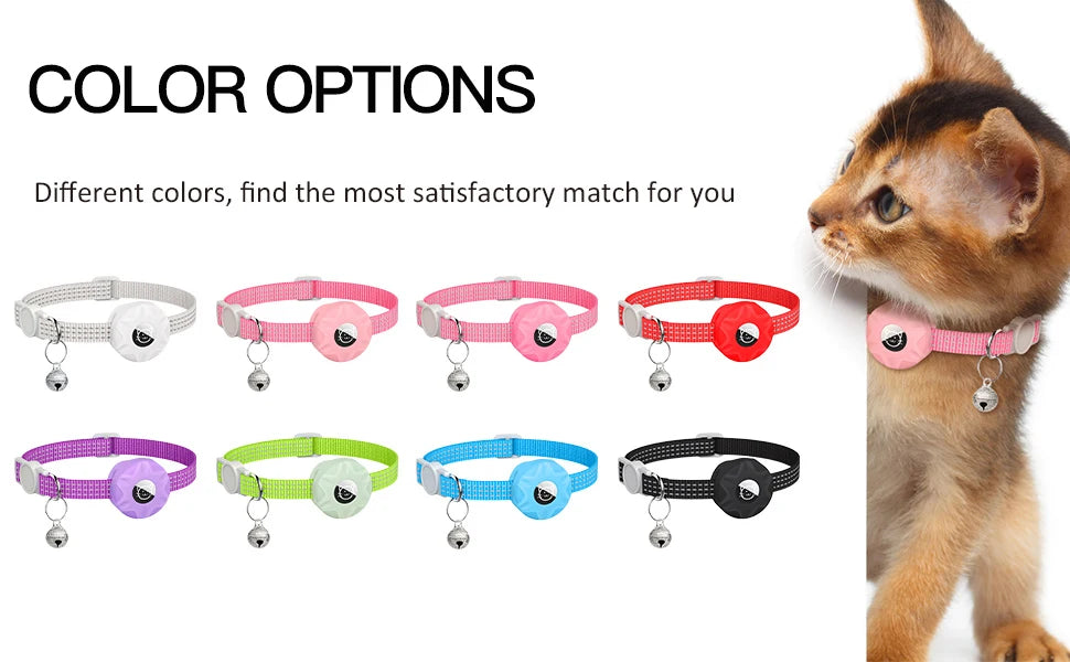 Apple AirTag Cat Collar – Adjustable Reflective GPS Kitten Collar with AirTag Holder & Bell for Boy & Girl Cats